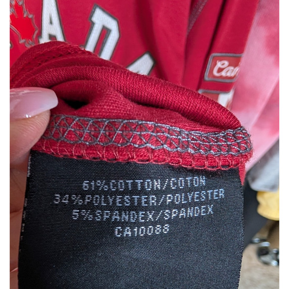 Mens Red Vintage Collection Canada Graphic Patch Spell Out Long Sleeve Tee XL - Picture 9 of 11